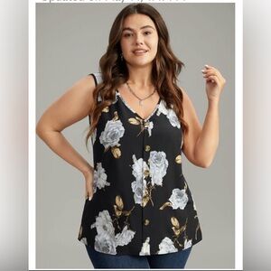 Bloomchic 28 Floral Black Sleeveless Top